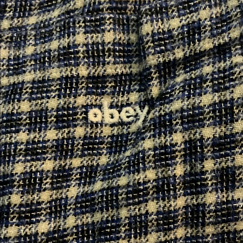 Obey Blue Casual Button Down Shirt with Gingham Pattern - Picture 4 of 6